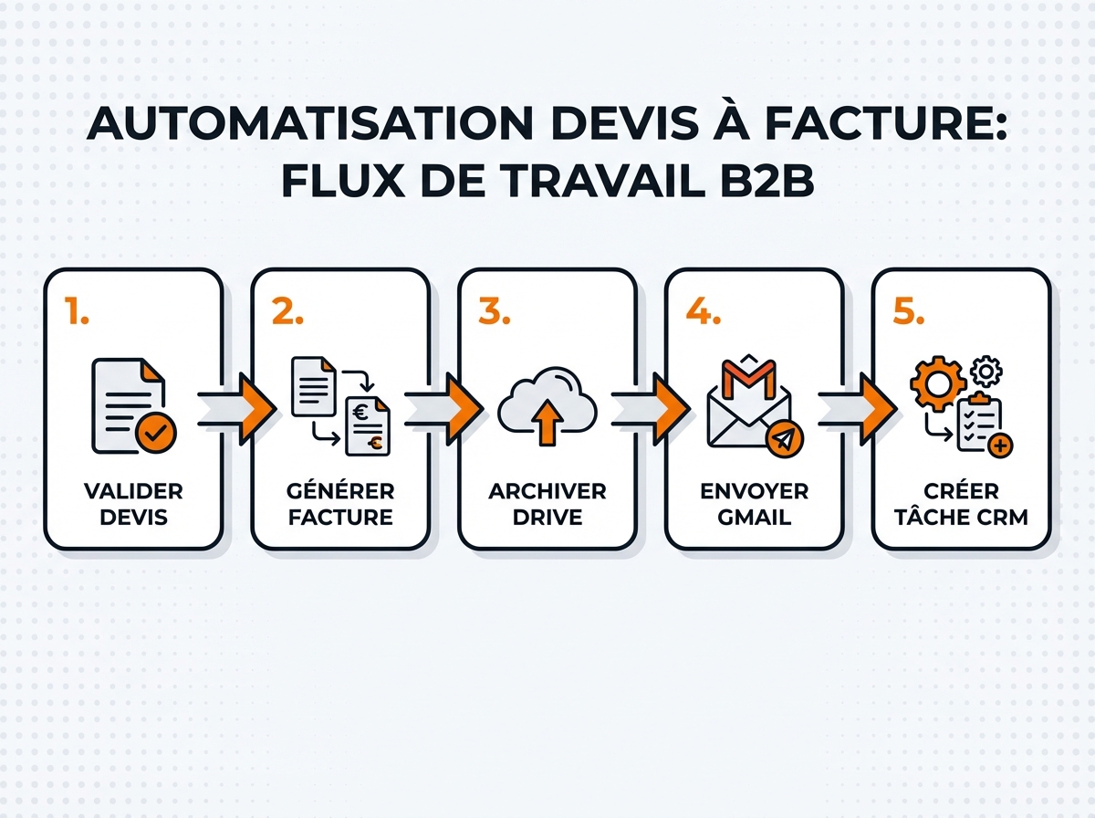 Workflows automatisation utiles - flux documents, notifications email automatiques, synchronisation CRM calendrier